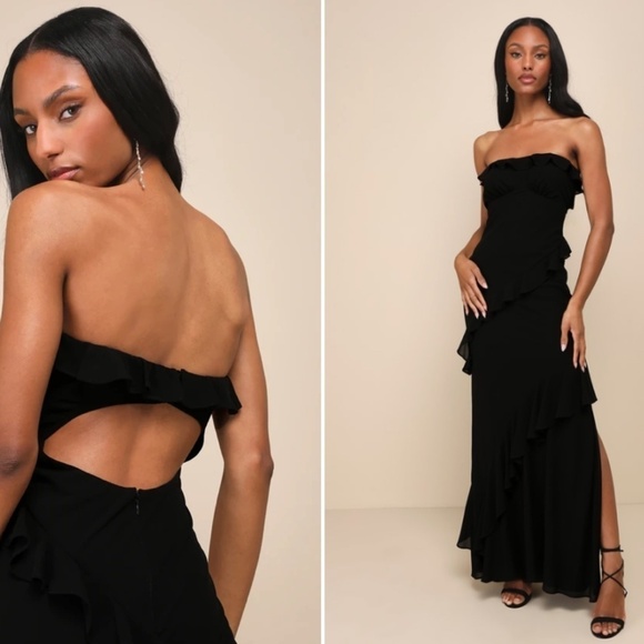 LULUS Prom Wedding Bridesmaid Sexy Flowy Romantic Elegant Maxi Dress - Picture 1 of 4